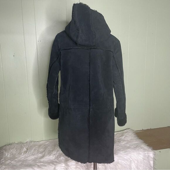 Colebrook Classics Genuine Suede Leather Faux Fur Lined Hooded Jacket Small - Picture 3 of 10